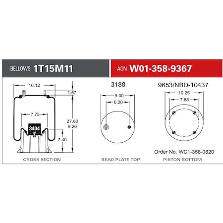 Firestone Air Spring, Suspension, 1T-Reversible Sleeve W013589367